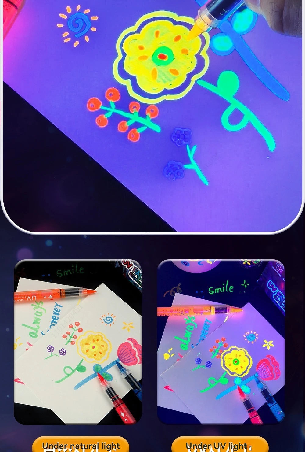 8 Colors/set Neon UV Fluorescent Acrylic Paint Pens, Paint Markers, Glow in The Dark Bright DIY Luminous Marker Pen Art Supplies