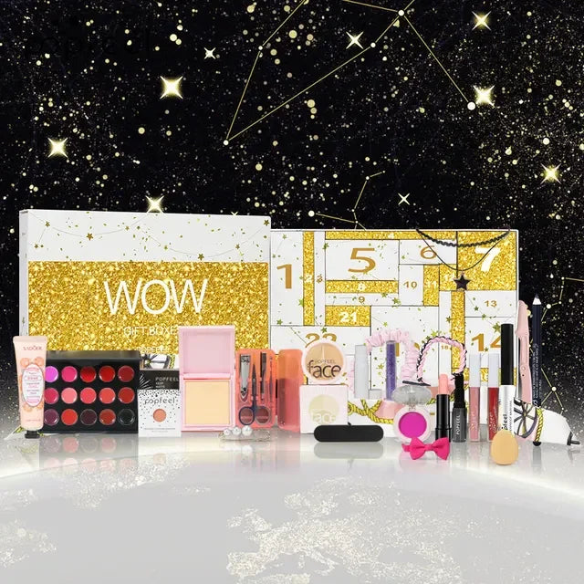 Advent Calendar 24Days Beauty Makeup Kit 24pcs/Set Christmas Countdown Calendar Mystery Holiday Gift Box For Women Cosmetics