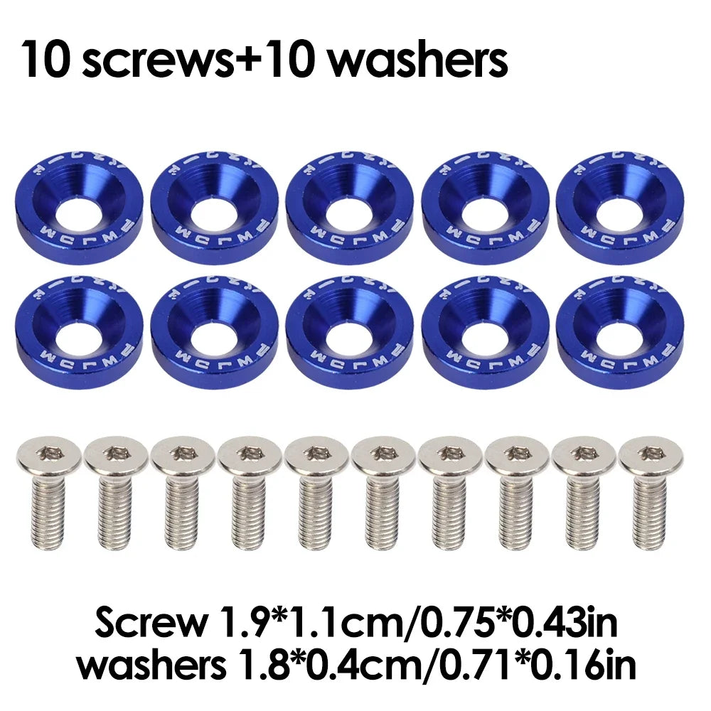 M6 Bolt Set JDM Fender Washers Bumper Engine Car Modification Gasket Screw Fender Aluminum Concave Screws Hex Fastener for Honda