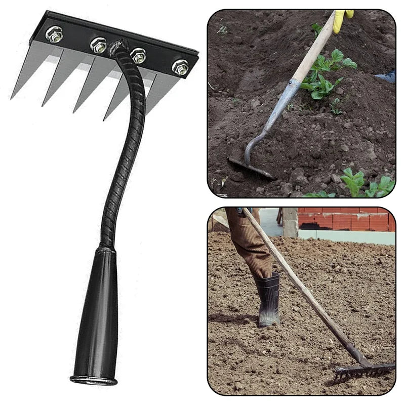 Multi-Tooth Metal Weeding Rake - Choose 5, 6, 7, or 8 Teeth