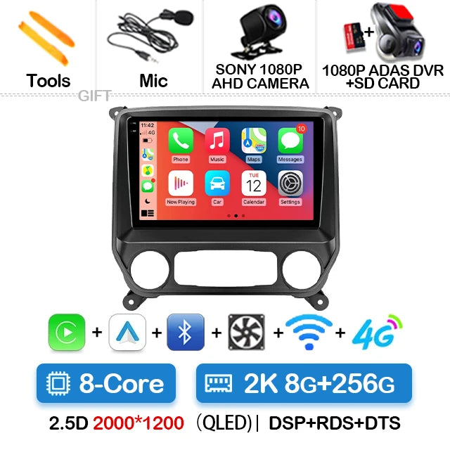 Car Radio Android 15 For Chevrolet Silverado GMC Sierra 2014 2015 2016 2017 2018 5G WIFI Viedo Player DSP Wireless RDS QLED IPS