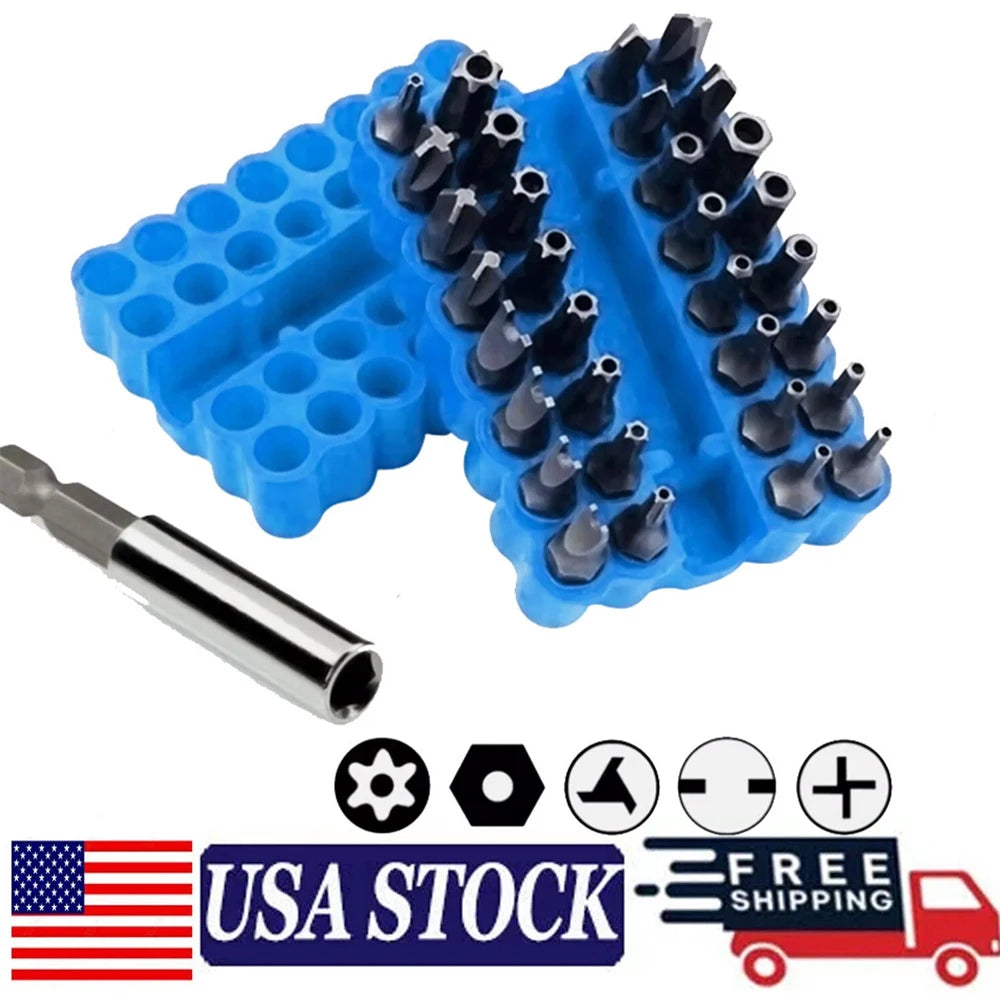 33PCS Professional Security Bit Set Tamper-Proof Multi-Type Screwdrivers With Magnetic Bit Holder Essential Tools For Home