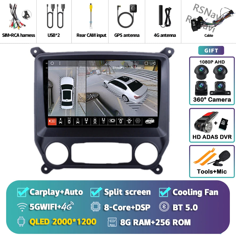 Android 16 Carplay Auto Car Radio Multimedia For Chevrolet Silverado 3 GMTK2 2014 2015 2016 2017 2018 Autoradio Stereo Head Unit
