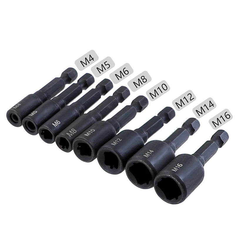 6pcs Tap Die Socket Adapter 1/4 '' Hex Shank Machine Screw Metric Plug Threading Tool for Electric Drill M4 M5 M6 M8 M10 M12