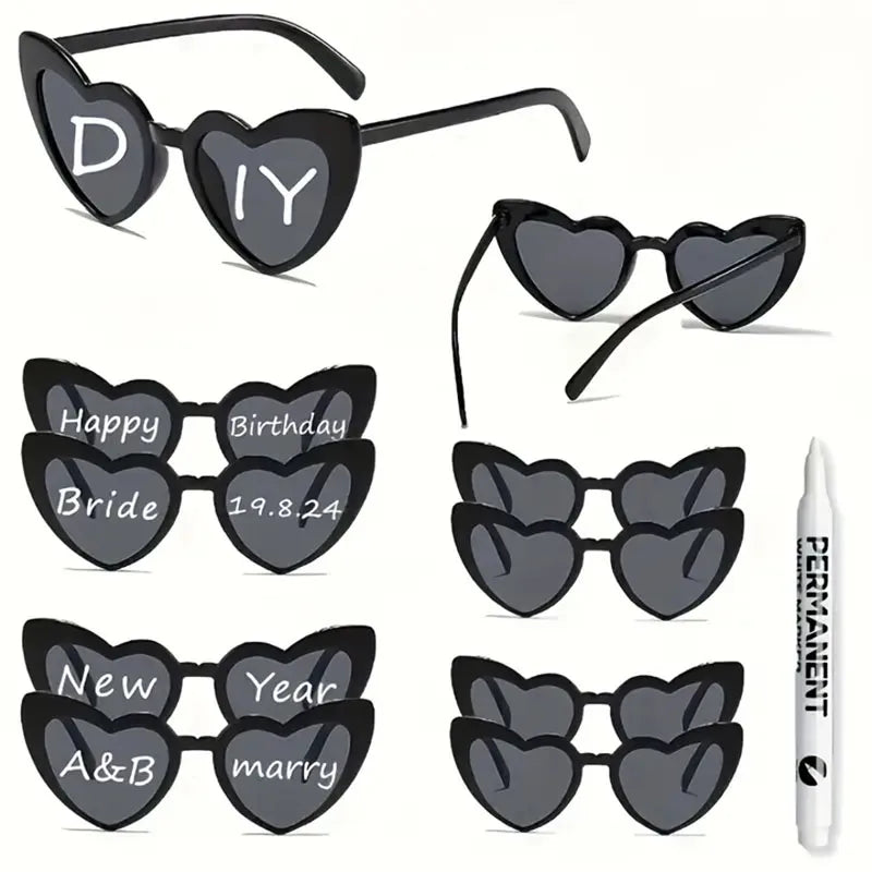 12-100 Pcs Wedding Personalized Sunglasses Bulk Custom Sunglasses with Paint Pens for Adult DIY Birthday Wedding Party Favors