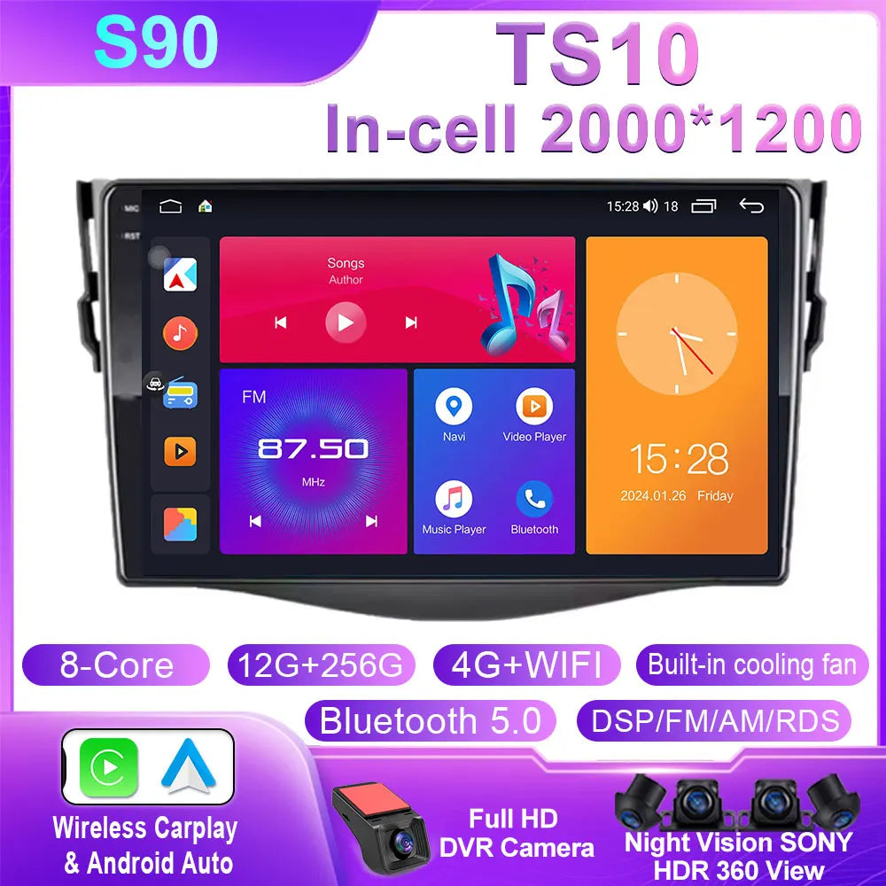 Android Carplay Auto For Toyota RAV4 Rav 4 2005 - 2009 2010 2011 2012 2013 Car Radio Multimedia GPS Player Stereo WIFI 4G BT DSP