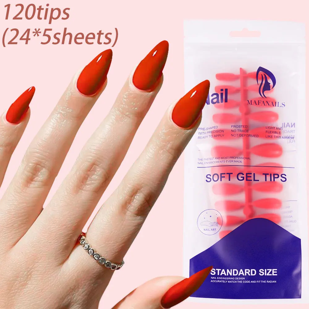 120Pcs Christmas Red Press On Nails Mid-length Almond Fake Nails Full Cover Detachable False Nail Tips For Women Halloween Wear