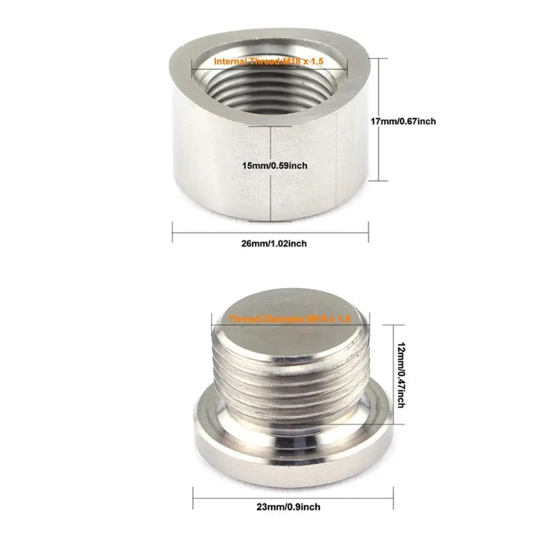 Oxygen Sensor Bung Stainless Steels Plug Wideband Nut Fitting Weld Bungs M18x1.5 Car Accessories