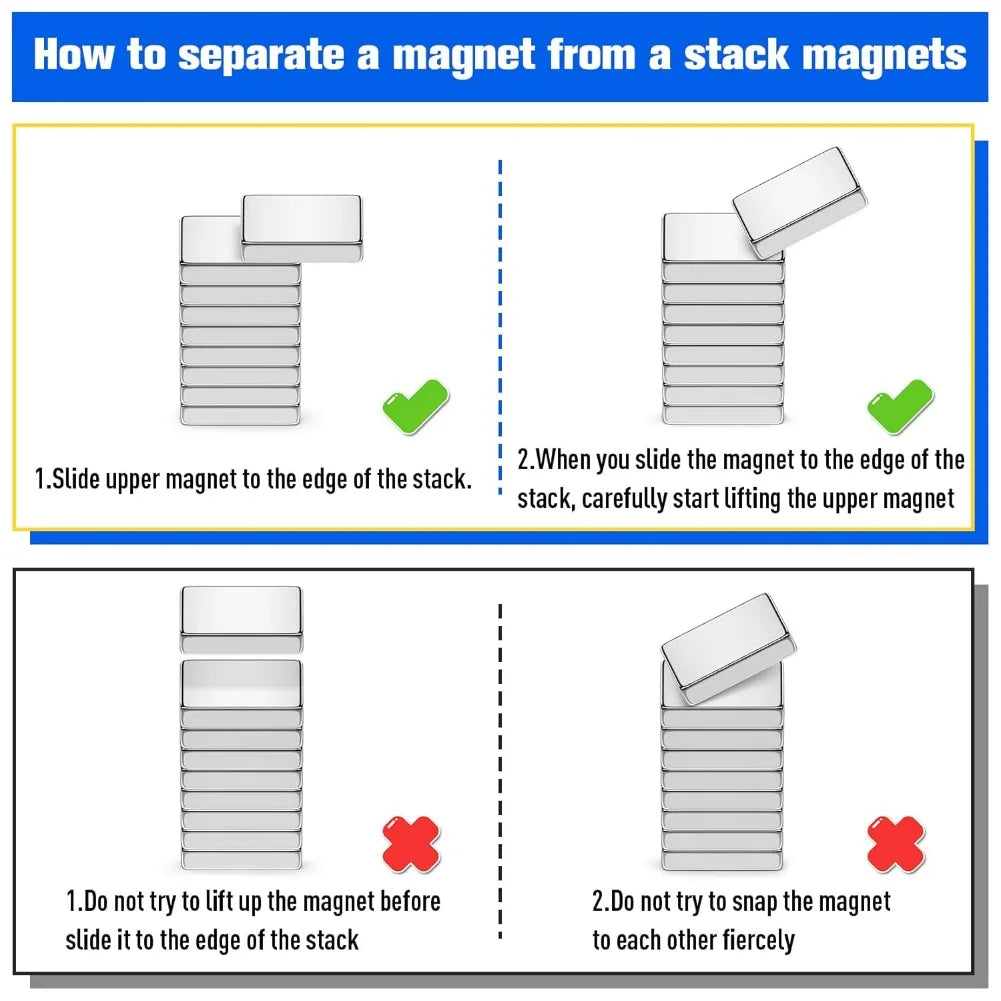 Neodymium Block Magnets N35, 50 Pc Strong Permanent Magnet Set
