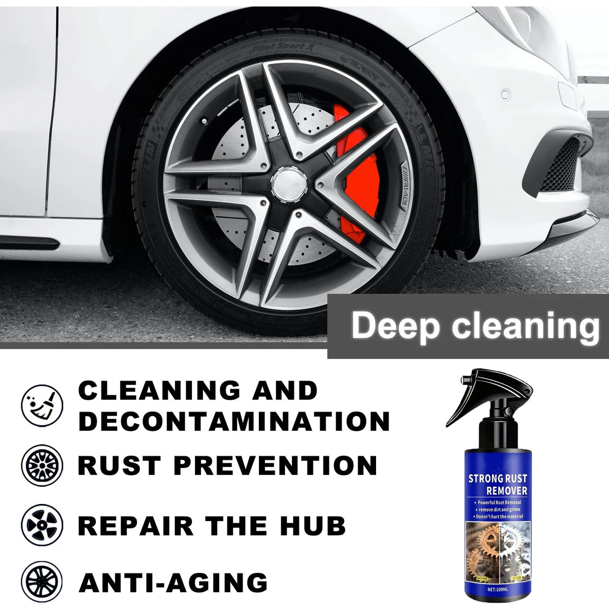 Multifunctional car rust remover used for removing rust providing surface protection on car brake pads iron metal surface 1/3PCS