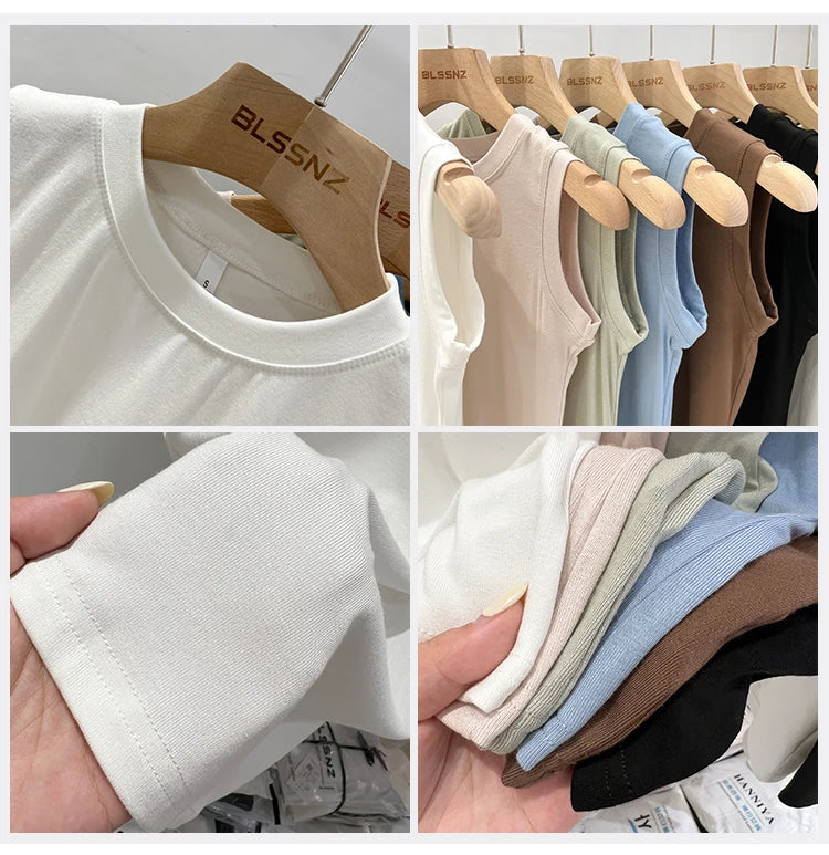 zjaiss 2026 Cotton Tops Neck Summer Basic Shirts White Black Casual Sport Vest Off Shoulder Green Women's Tank Top