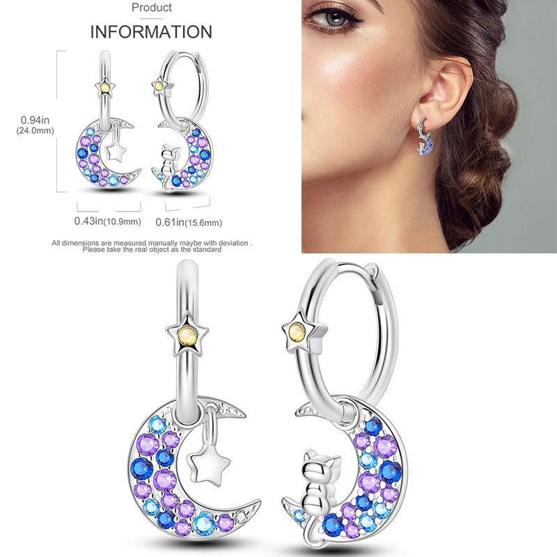 Sparkling Gold Woman Hoop Earrings 925 Sterling Silver Butterfly Colored Zirconium Earrings for Women Jewelry Anniversary Gift