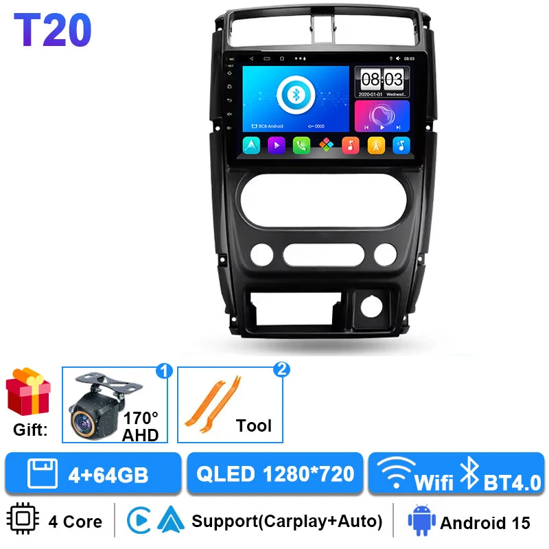 Android 15 Carplay Auto Car Radio For Suzuki Jimny 3 2005-2016 2017 2018 2019 Multimedia Player GPS Stereo DSP WiFi+4G Head Unit