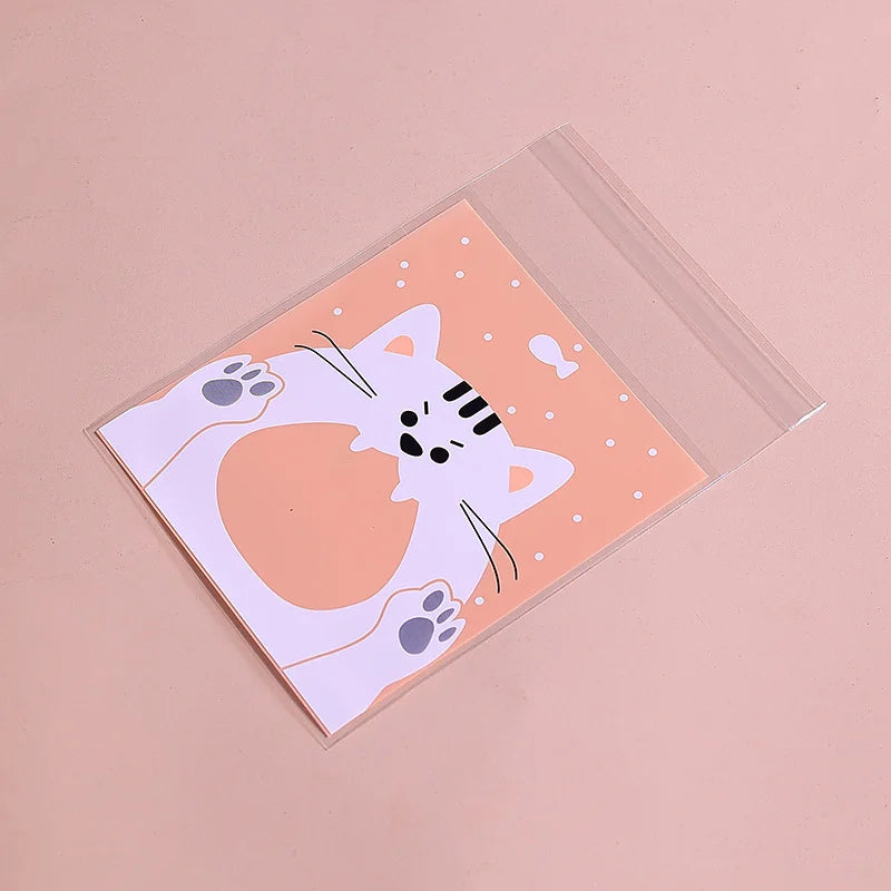 100Pcs Plastic Transparen Cartoon Candy Cookie Plastic Bags Self-Adhesive For Biscuits Snack Baking Package Kids Gift DIY