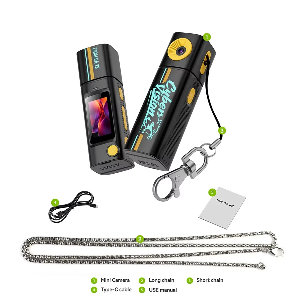 Ourlife 2K Thumb Camera — 230° Flip Lens Mini Keychain Camera
