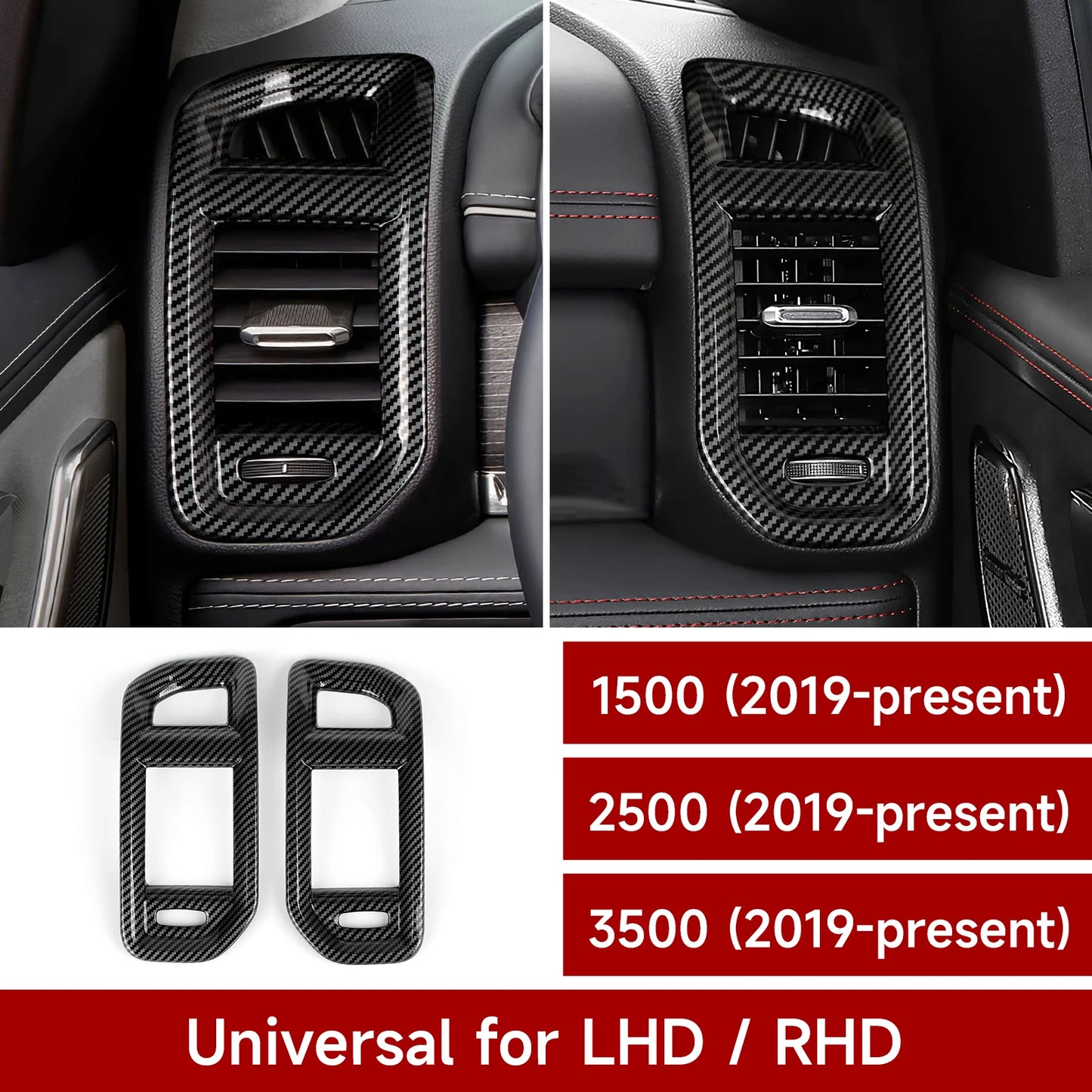 Carbon Fiber Interior Trim Sticker Kit for Dodge RAM 1500/2500/3500 2019-2026