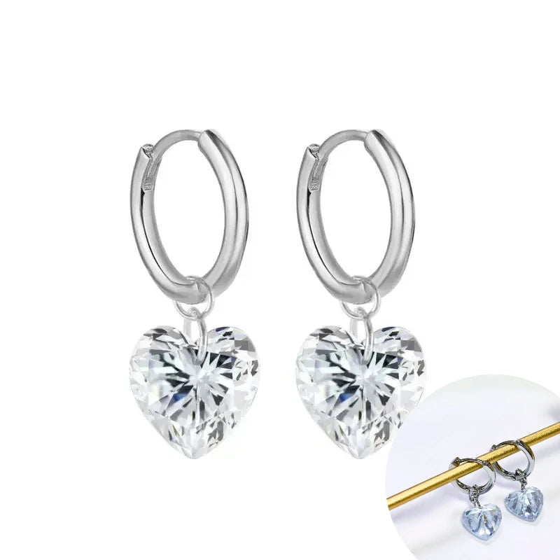 925 Sterling Silver Tassel Hoop Earrings for Women - White Zircon