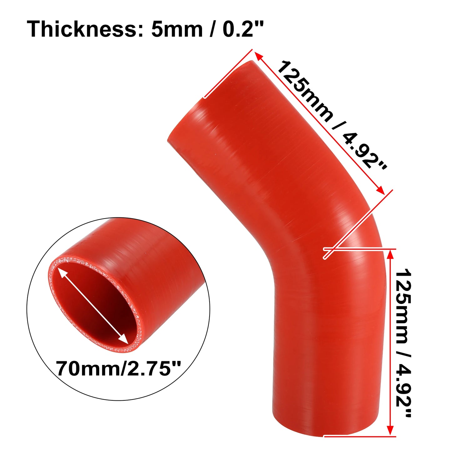 UXCELL 51mm 57mm 63mm 76mm ID 45 Degree Silicone Car Reducer Hose Coupler Intercooler Tube Pipe 3 Colors 125mm Length