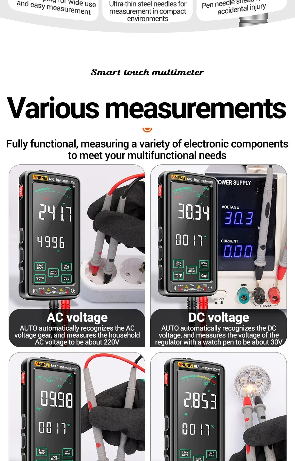 ANENG 683 Smart Multimeter Tester High-end Touch Rechargeable 6000 Counts Multimetro Test Multitester AC/DC Voltage Current Tool