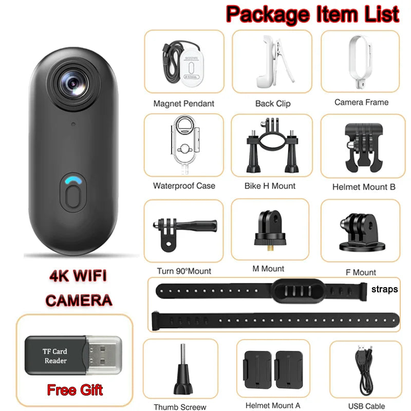 4K Finger WiFi Motorcycle Camera — Lightweight POV Body Cam