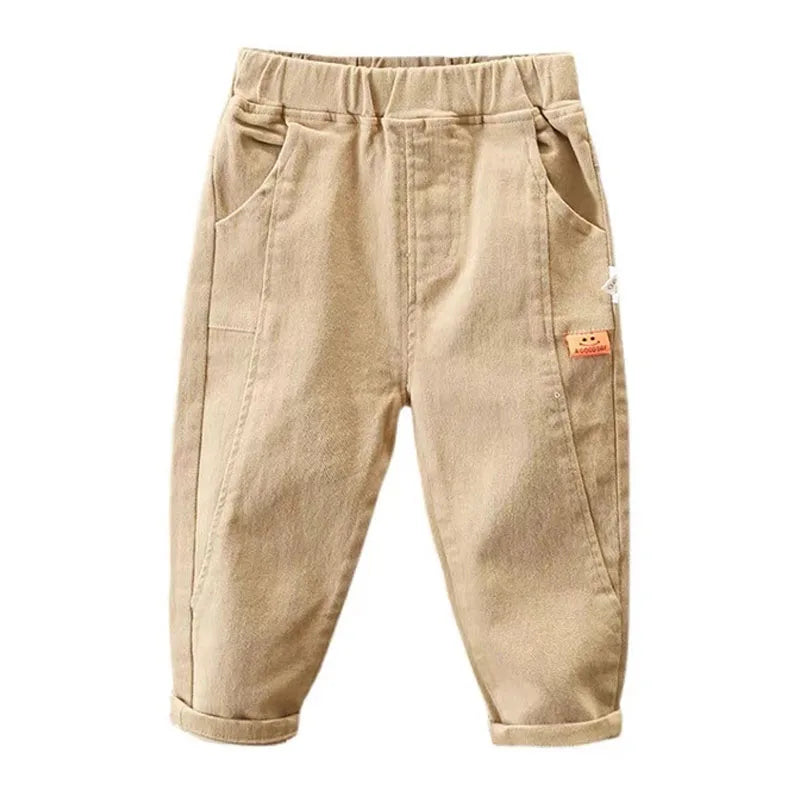 Children Clothes 2025 Spring Autumn Cargo Pants Full Length Pockets Solid Elastic Waist Cotton Casual Fashion Boys Pants 2-8T