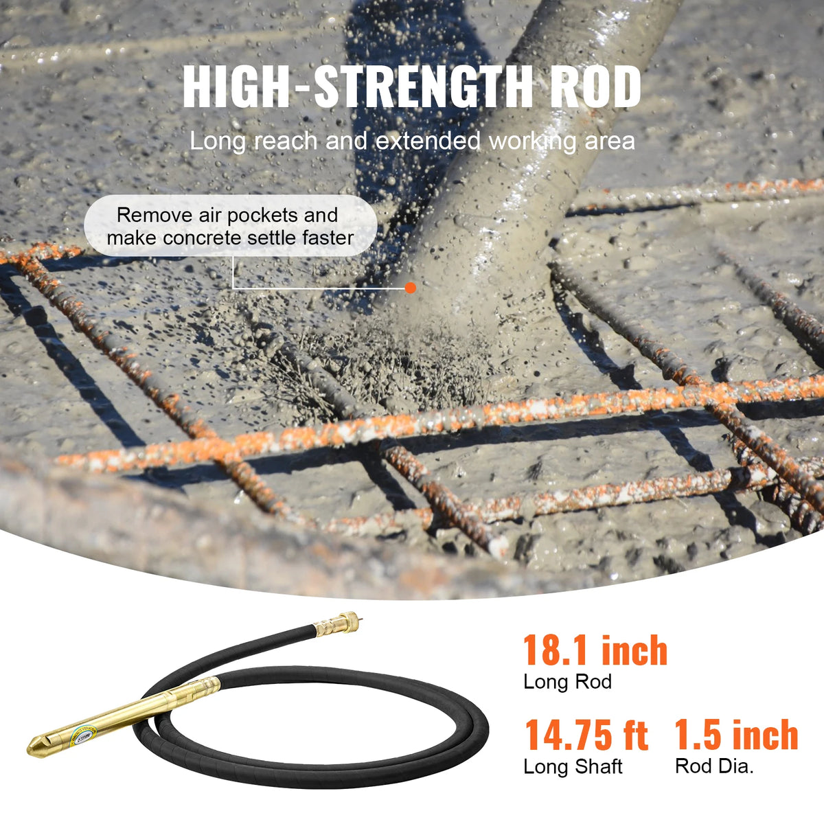 800W Concrete Vibrator, 13000 VPM Portable Pencil Cement Tool