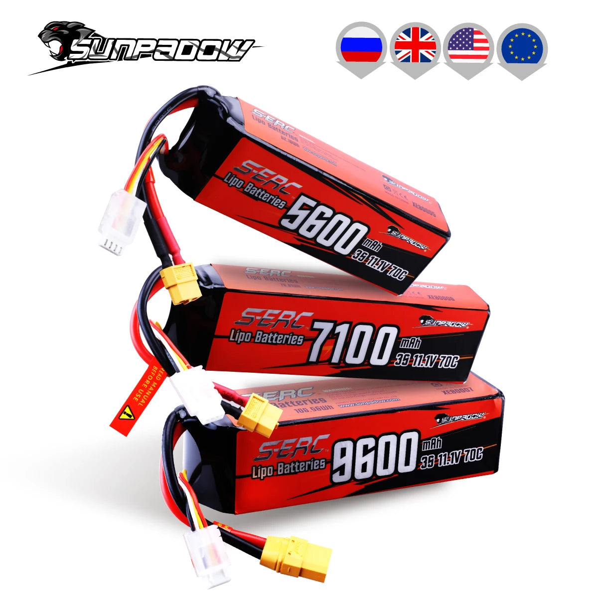 Sunpadow 3S 11.1V Lipo Battery for 5600mAh 7100Ah 70C with XT60 Connector For RC Vehicles Car Truck Tank Truggy Buggy Hobby