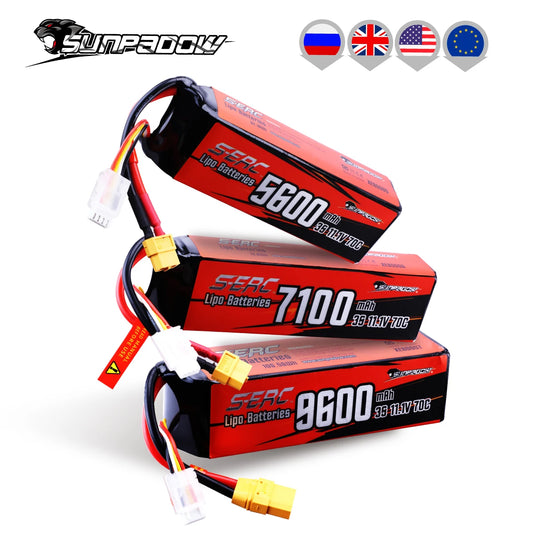 Sunpadow 3S 11.1V Lipo Battery for 5600mAh 7100Ah 70C with XT60 Connector For RC Vehicles Car Truck Tank Truggy Buggy Hobby