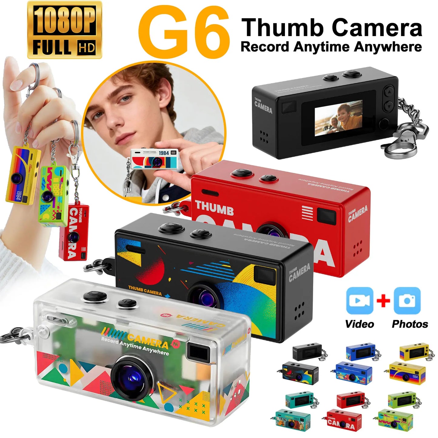 G6 Retro Keychain Camera — 1080P Wide Angle Mini Camera with Flash