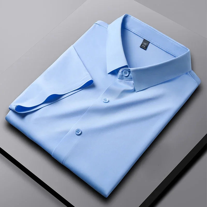 Men's Solid Short-Sleeve Shirt - Wrinkle-Free, All-Season Casual