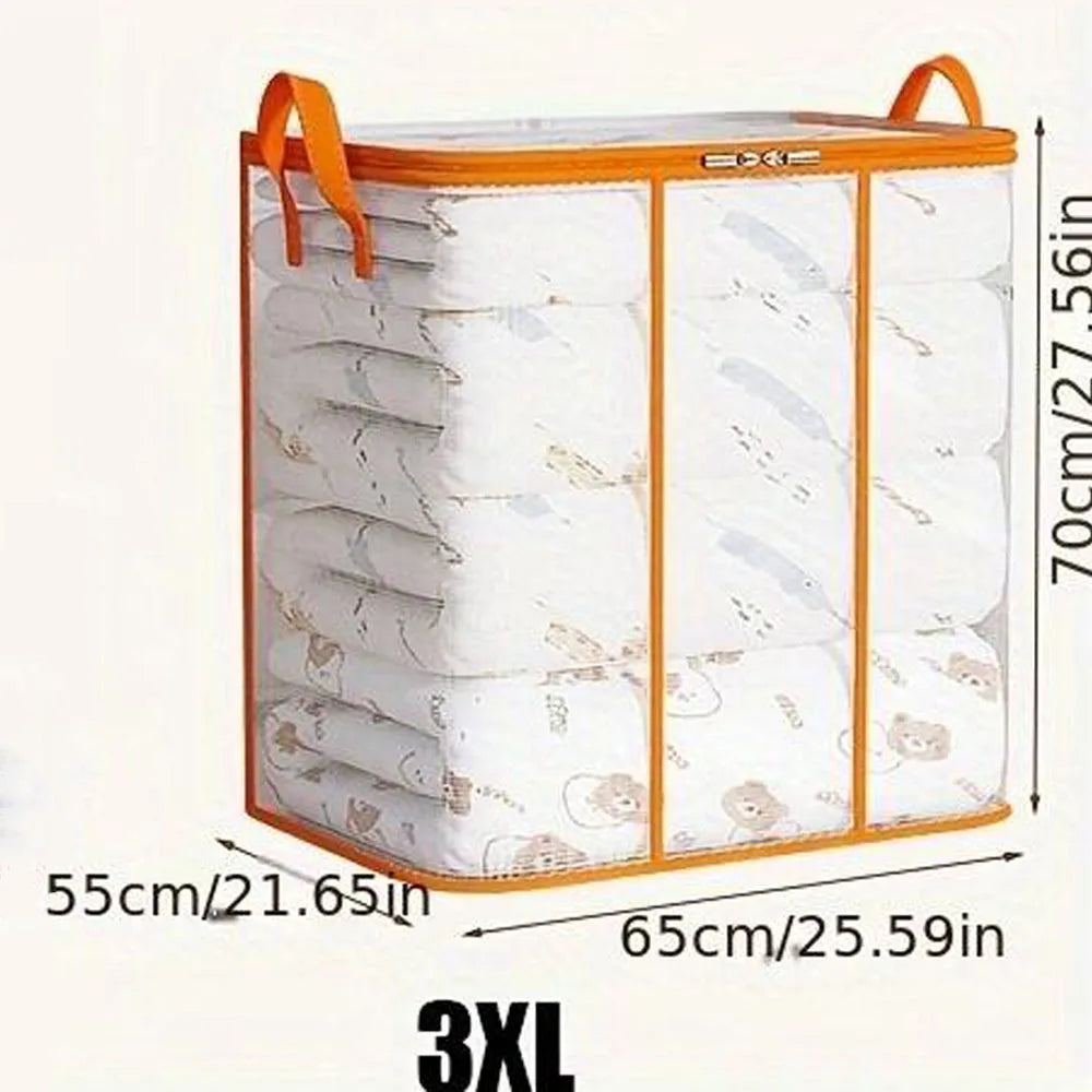 Plastic Transparent Clothes Blanket Quilt Organizer Storage Bag With Zipper Foldable Luggage Moving Packing Pouch