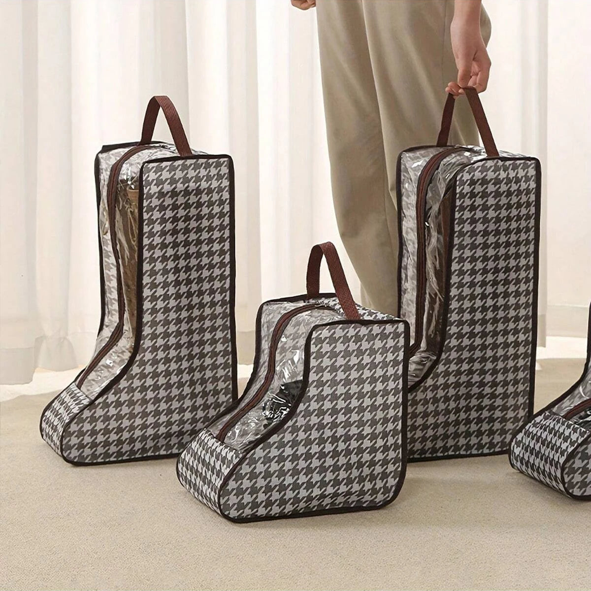 1/2/3/4 Pieces Of Thousand Bird Grid Shoe Storage Bag Transparent Dustproof And Moisture-proof Shoe Boot Protective Cover