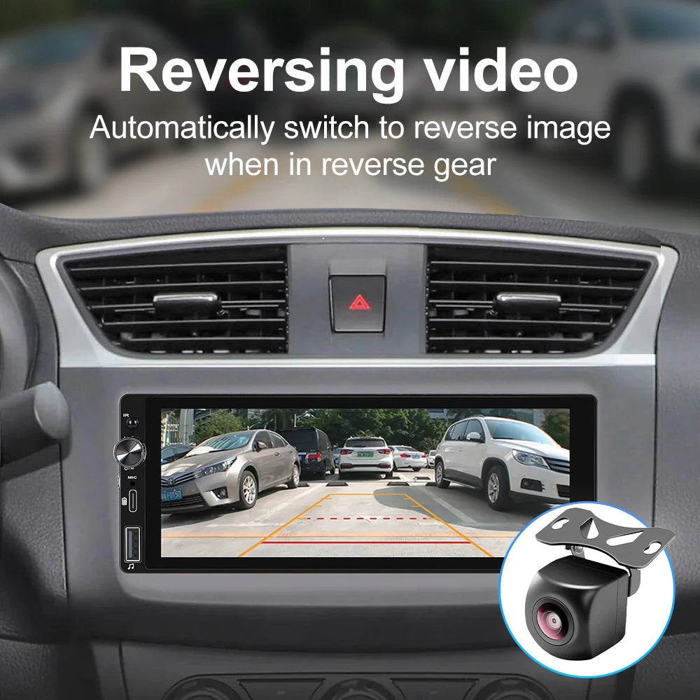 6.9" 1 DIN Universal IPS Car Stereo with Apple CarPlay & Android Auto