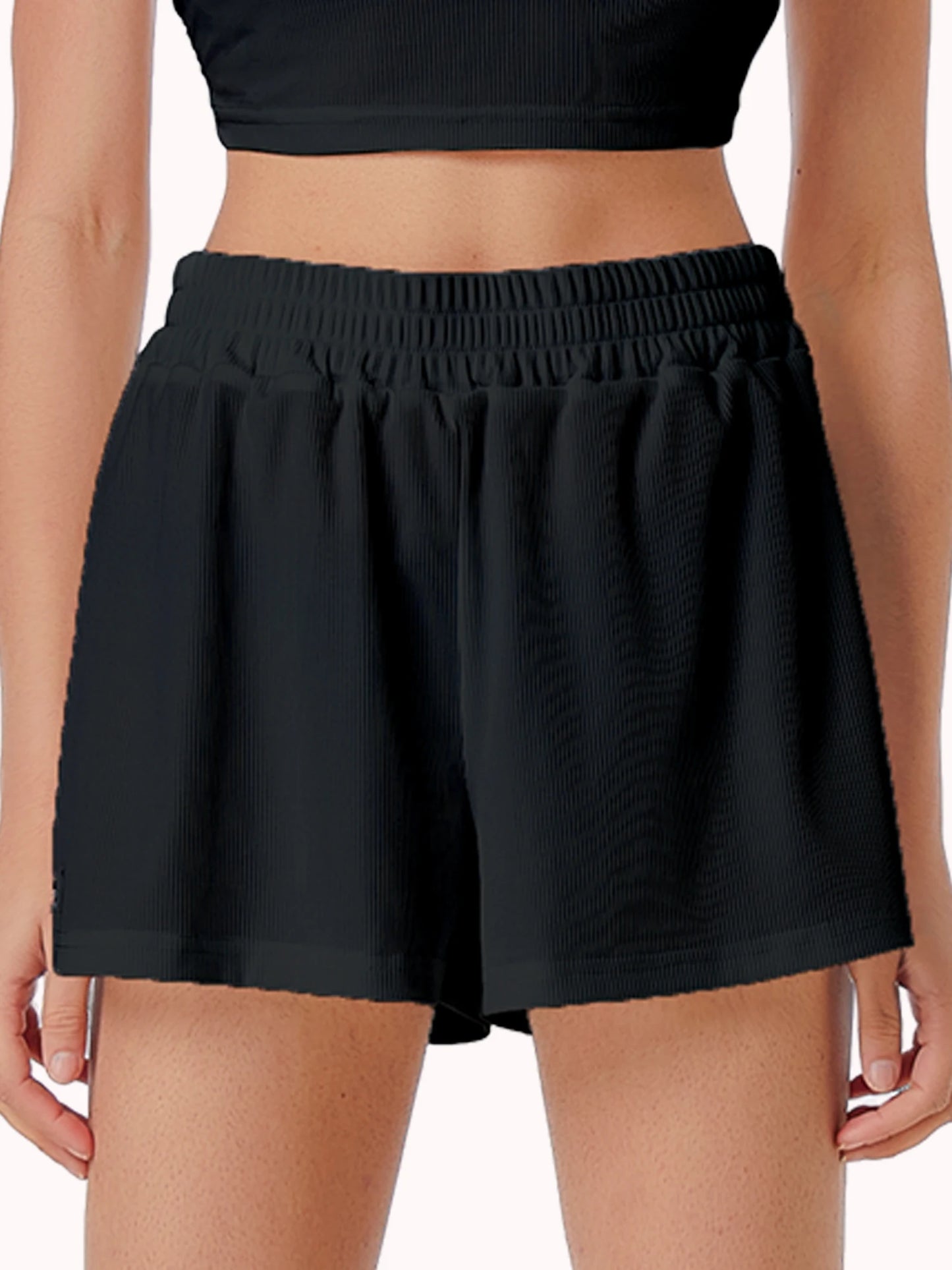 Casual Shorts Women 2026 New Summer Simple Comfortable Elastic Waist Cool Breathable Solid Color Casual Sports Five Quarter Pant