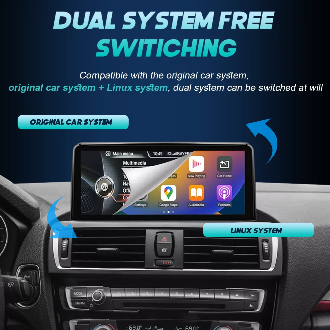CarPlay Screen For BMW 1 2 3 4 Series F20 F21 F30 F31 F32 F33 F34 Car Multimedia Player Wireless Carplay Android Auto