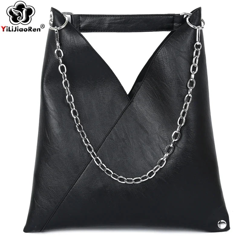 Women's Large Tote Handbag - Chain Strap Shoulder Bag with Rivets