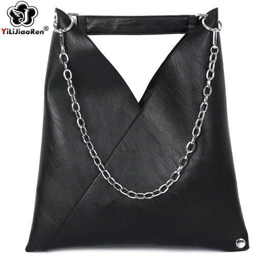 Women's Large Tote Handbag - Chain Strap Shoulder Bag with Rivets