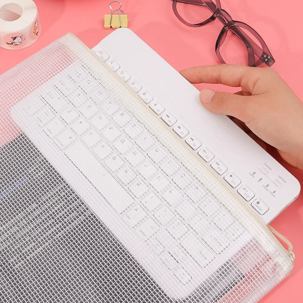 1-10Pcs A4 Mesh Zipper Pouch Bags Thicken Document Bag Waterproof Zip File Folders For School Office Travel Organizing Storage