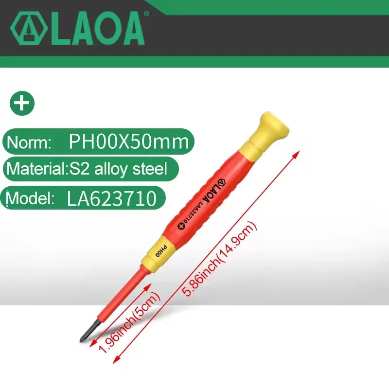 LAOA 1pc Insulated Precision Screwdriver SL1.0-3.0 aCross Small Size Screwdriver to Remove Watches Cell Phone NotebookT5-T10
