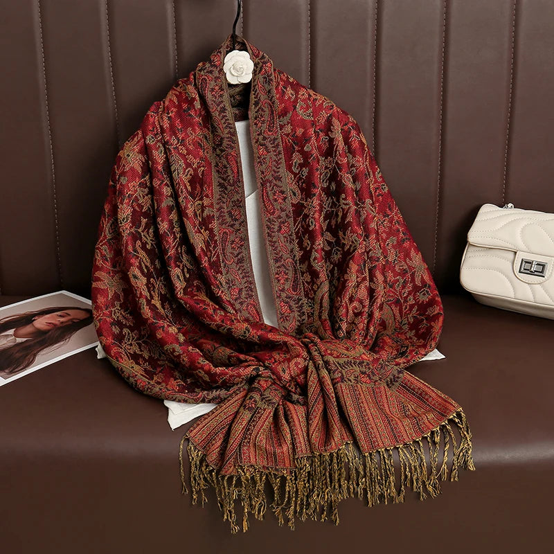 Women's Printed Pashmina Shawl, Soft Winter Scarf