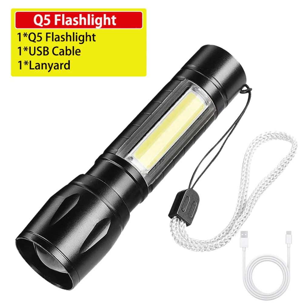 USB Rechargeable 30W High Power LED Flashlight Waterproof 5 Modes Tactical Torch Super Long Shot for Outdoor Camping