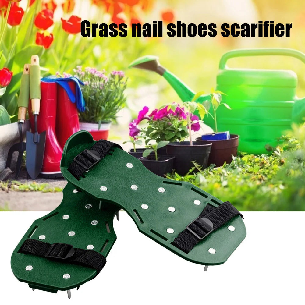 Garden Nail Shoes Grass Loose Soil Cultivator Spikes Grass Shoes Epoxy Yard Grass Cultivator Lawn Aerator Sandals Gardening Tool