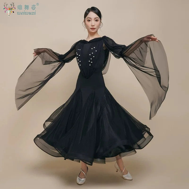 Women's social ballroom dress for waltz and quickstep