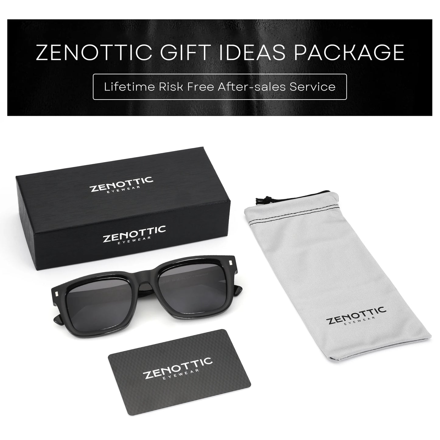 ZENOTTIC Polarized Square Sunglasses — Handmade Acetate Frame