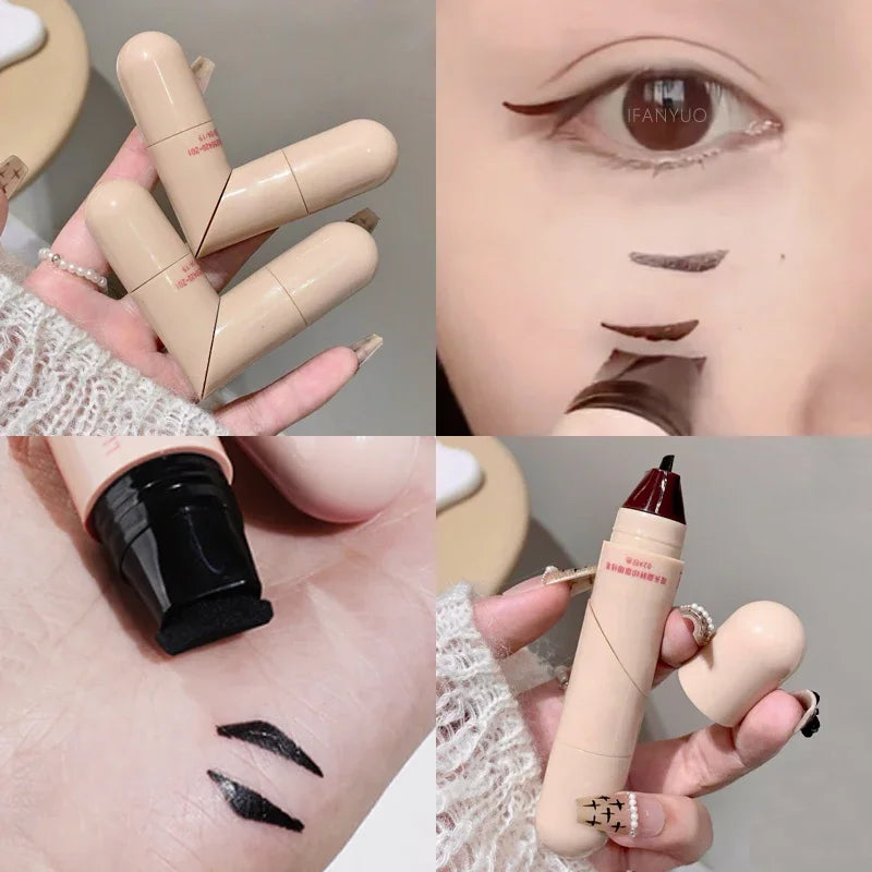 Lazy Integrated Eyeliner Stamp Dual-Head Rotatable Precise Outline Seal Lasting Waterproof Fast Drying Liquid Eye Liner Pen