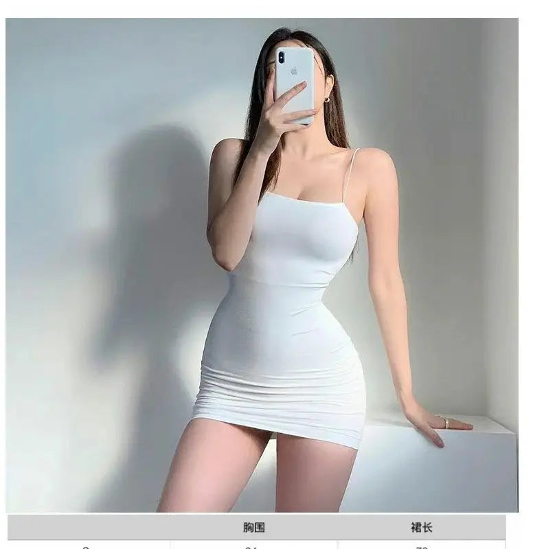Elegant Solid Sling Sleeveless Type A Sheath Mini Short Dresses Summer New Sexy Slim Toning Arm Covering Dresses