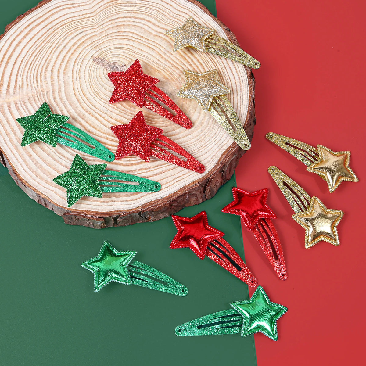 6/12PCS Cartoon Christmas Hair Clips Girls Party Star Hair Barrettes Clips Christmas Hair Clip Children Kids Hair Accessories