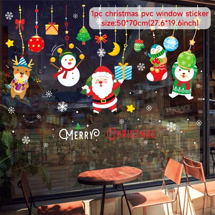 Christmas Wall Window Stickers Marry Christmas Decoration For Home 2026 Christmas Ornaments Xmas Navidad Gift New Year 2026