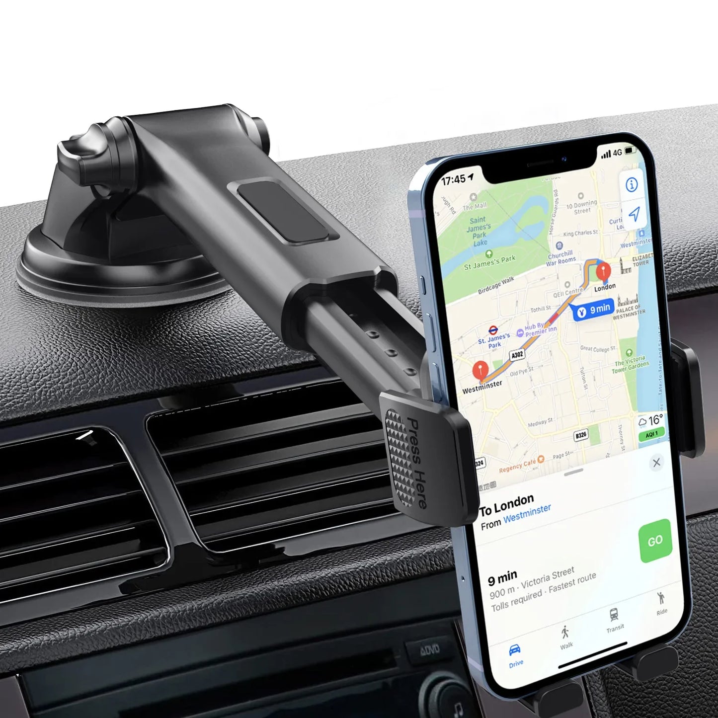 Car Cell Phone Holder Cellphone Mount for Dashboard Windshield Auto Dash Mobile iPhone Stand Support Clip Fit 4.7-7" Smartphone