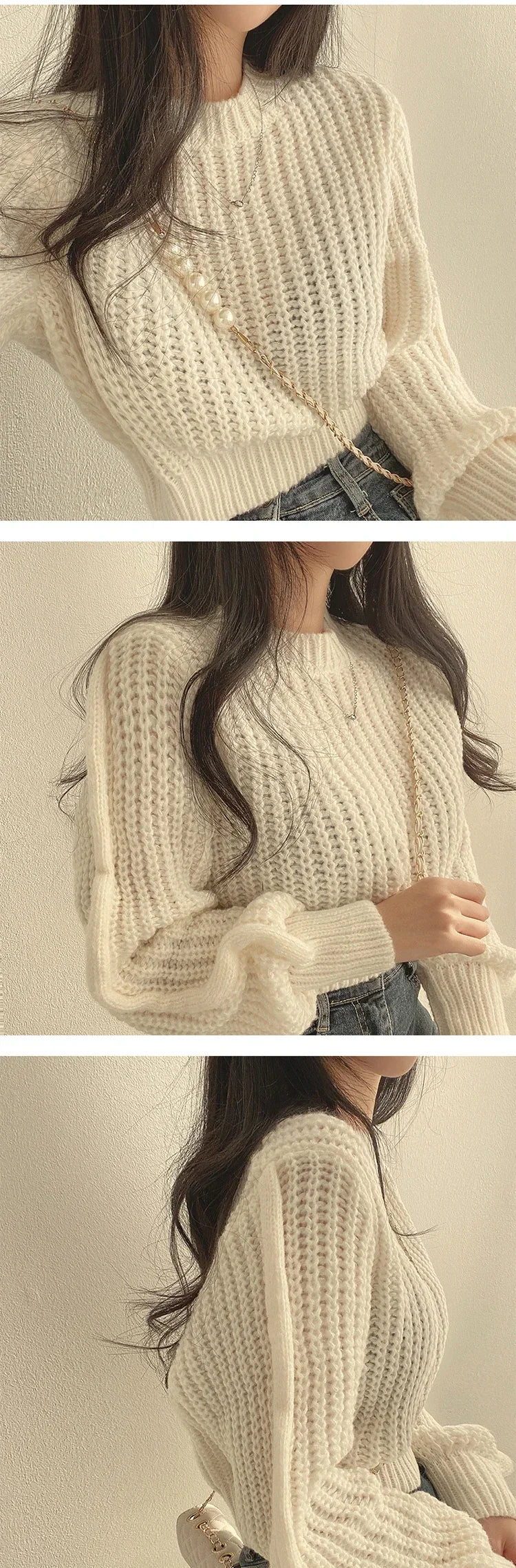 Women's Lantern Sleeve Loose Knit Sweater